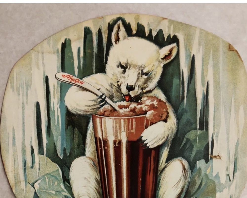 Huyler's polar bear illustration on a fan